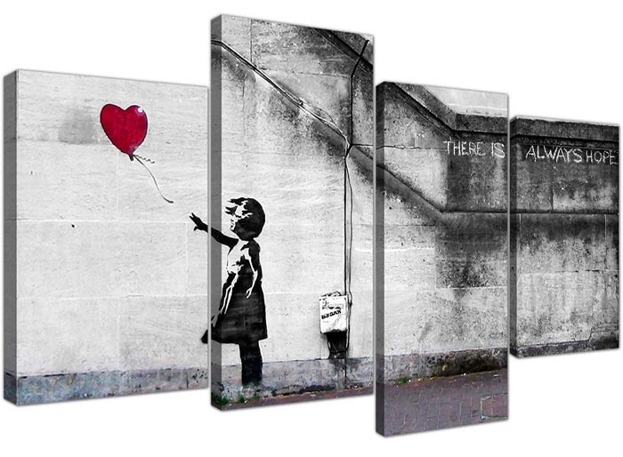 Quadro di Banksy con bambina con palloncino rosso